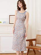 【Final Sale】Greta Allover Print Contrast Lace Tank Dress