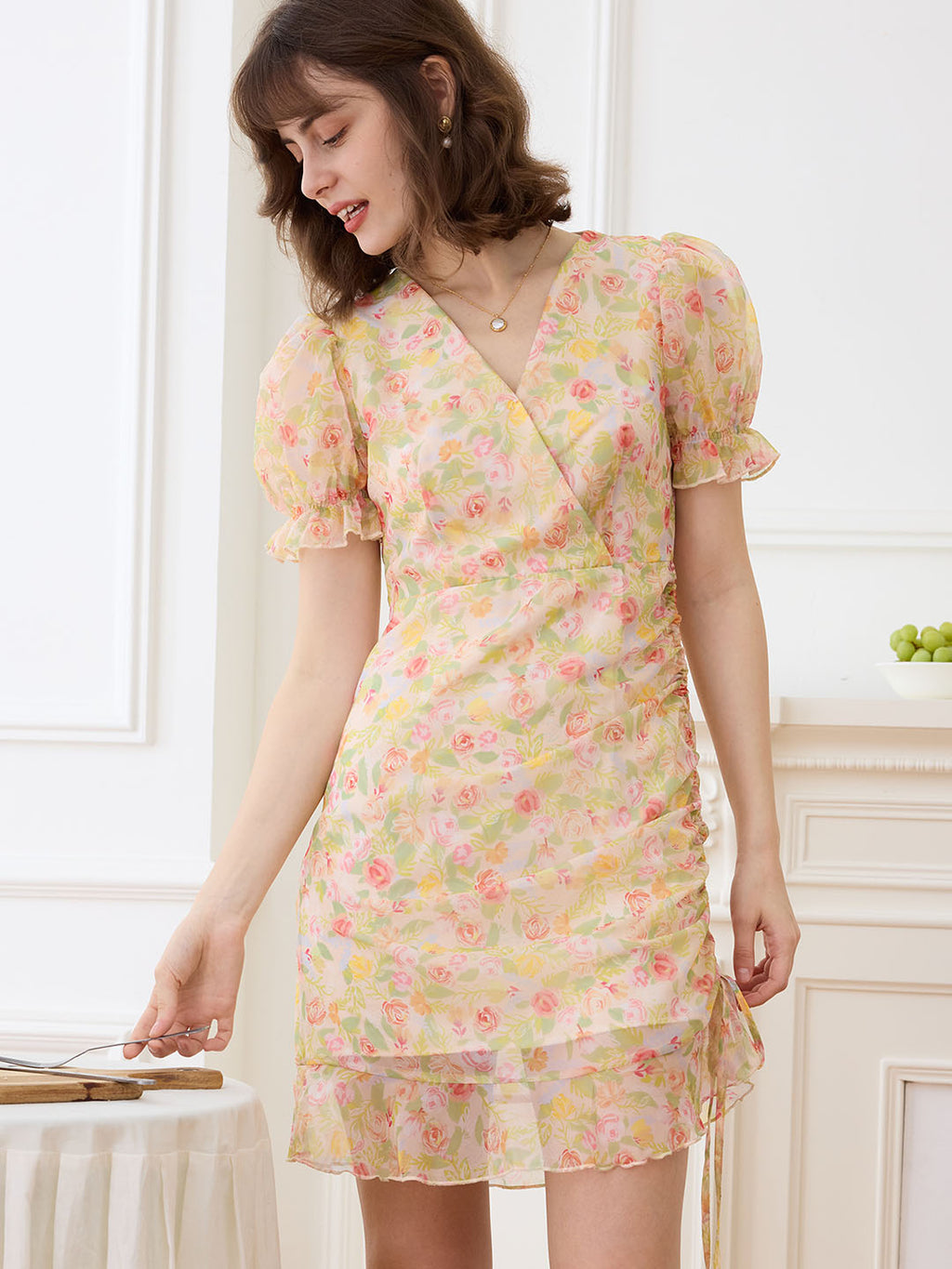 【Final Sale】Aileen French V-neck Chiffon Dress
