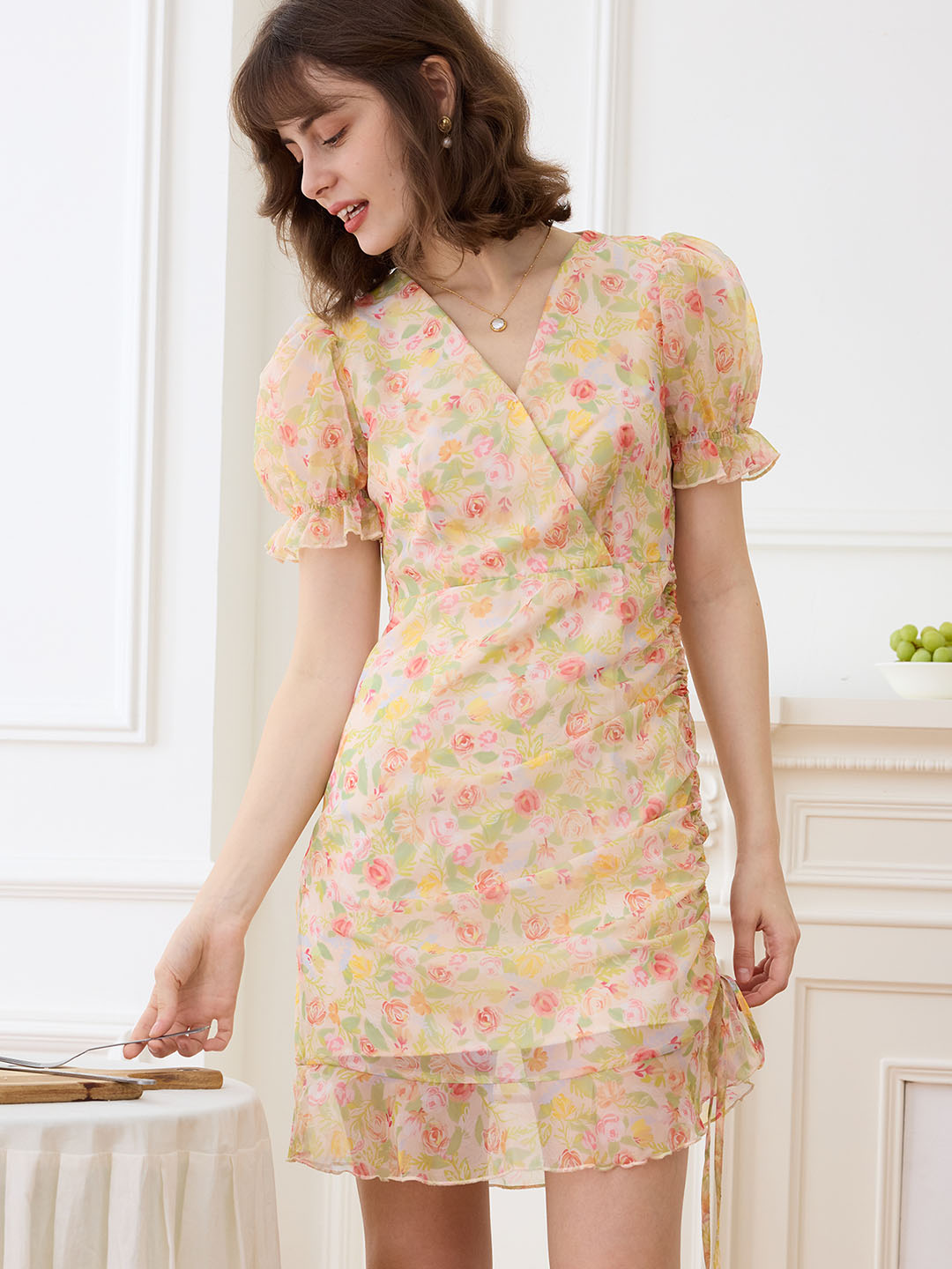 【Final Sale】Aileen French V-neck Chiffon Dress