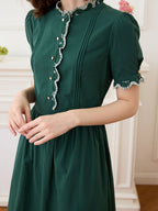 【Final Sale】Romina Cotton Vintage Embroidered Green Dress