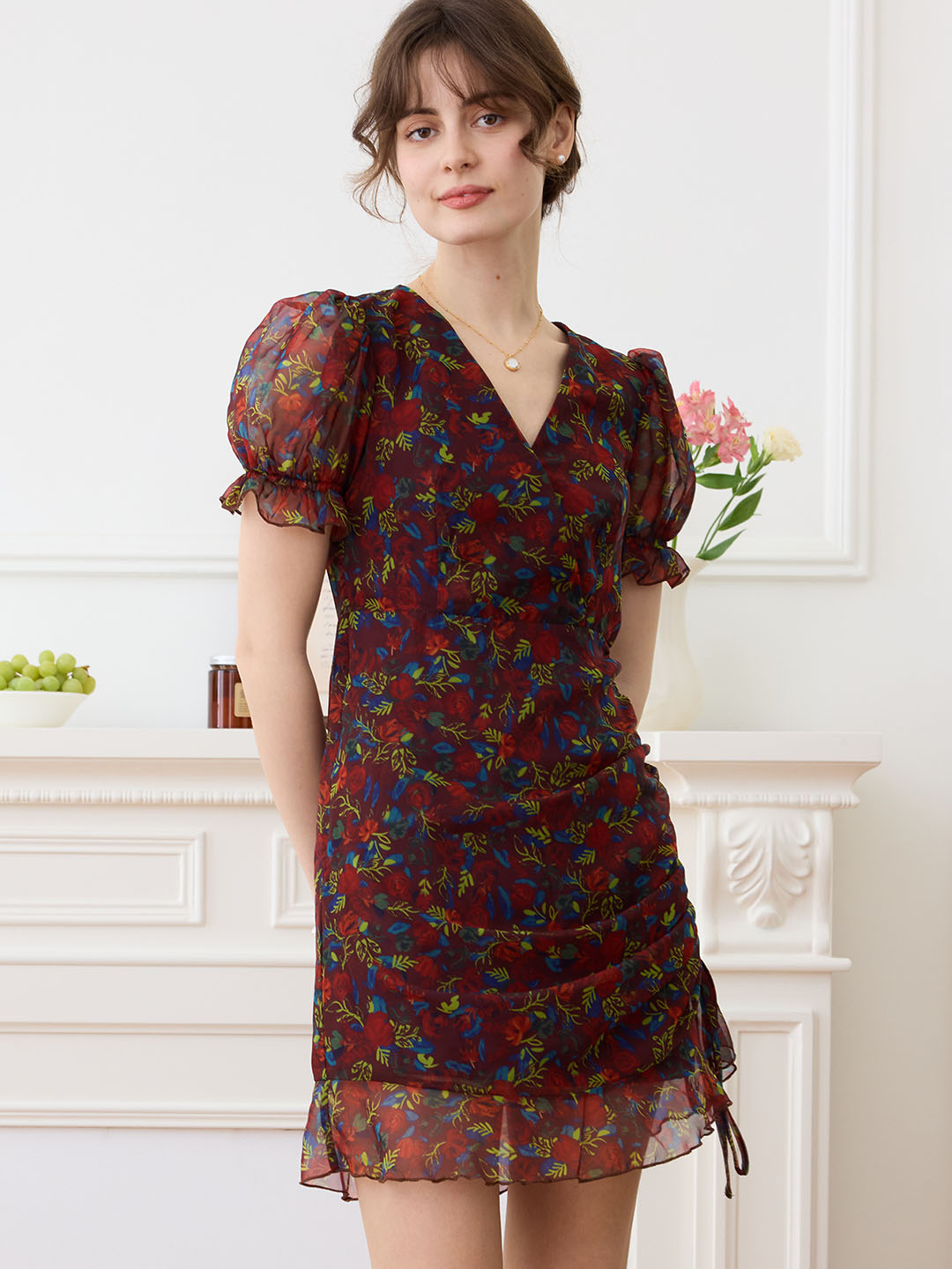 【Final Sale】Aileen French V-neck Chiffon Dress