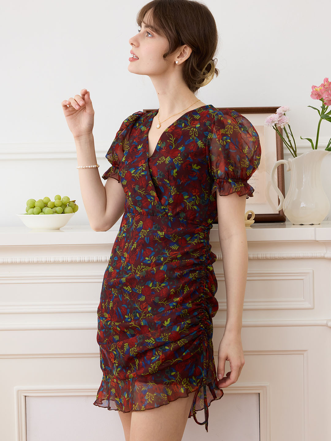 【Final Sale】Aileen French V-neck Chiffon Dress