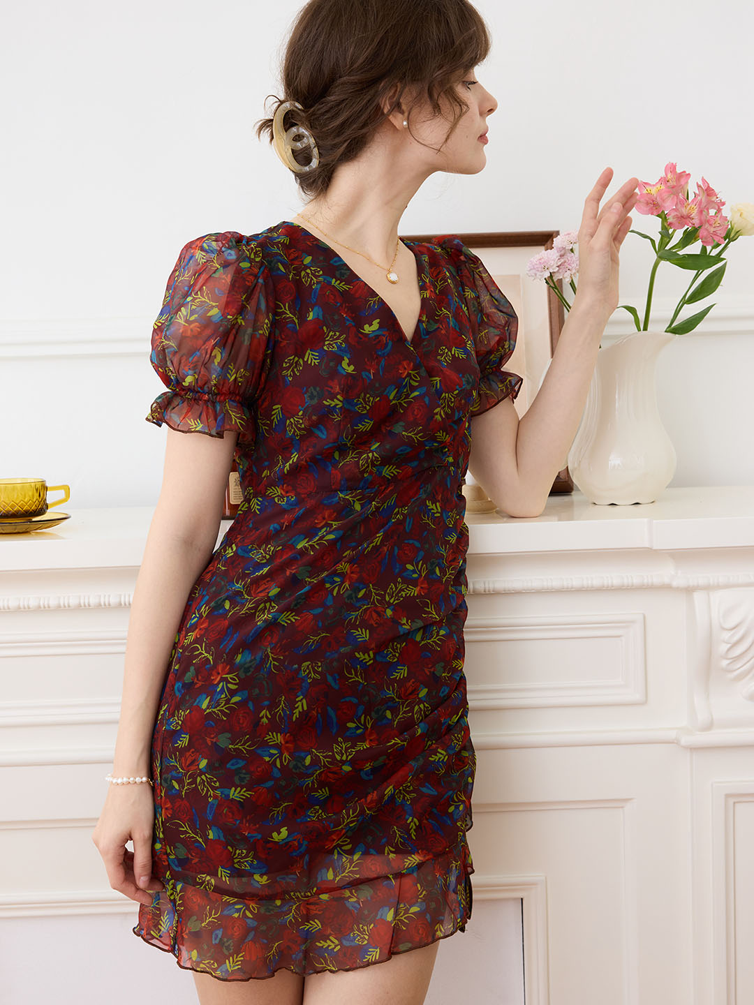 【Final Sale】Aileen French V-neck Chiffon Dress