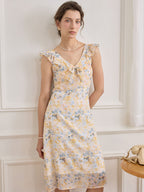 【Final Sale】Ellis Floral Print Ruffle Trim Dress