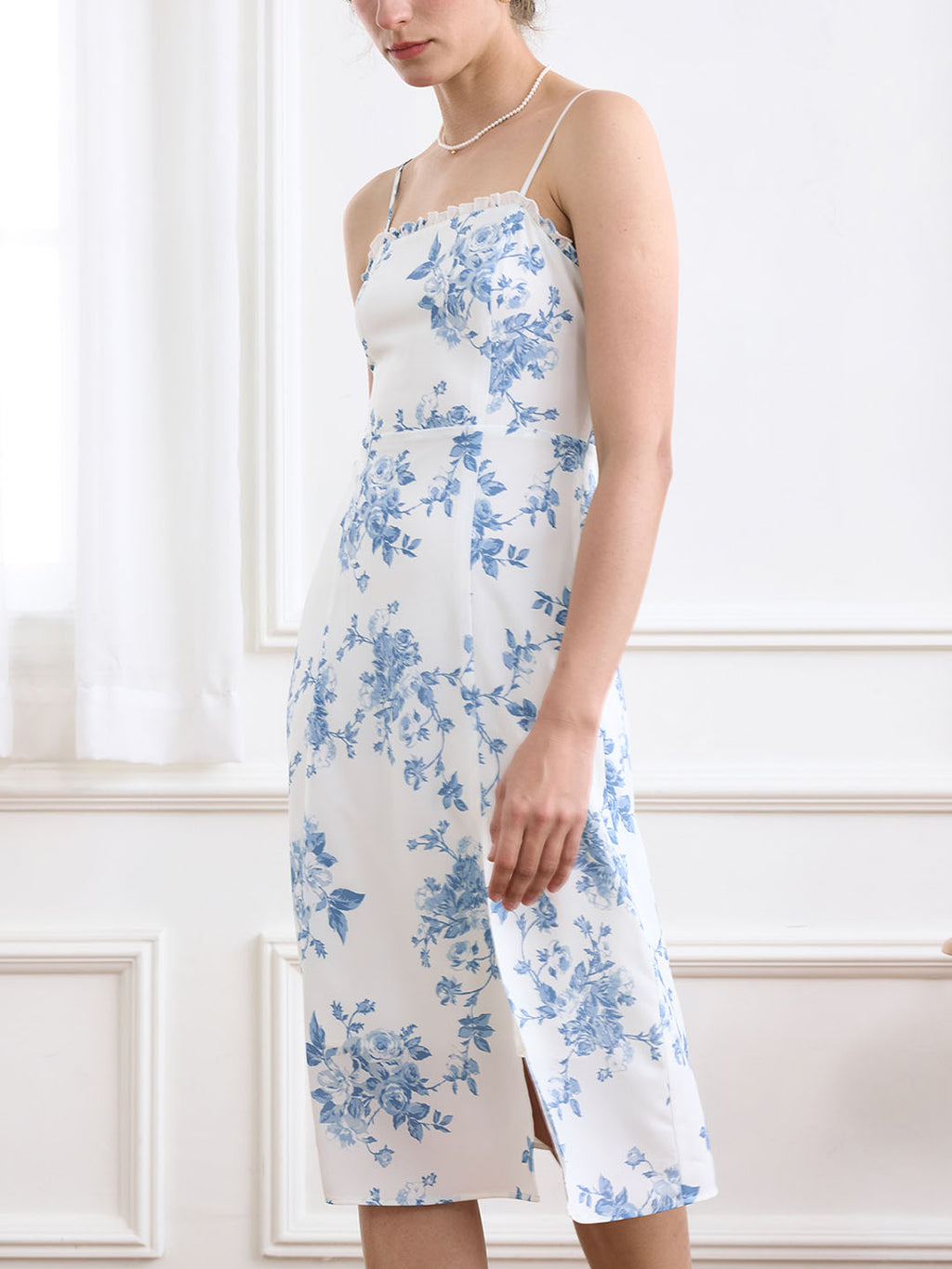 【Final Sale】Rhea Elegant Suspender Split Dress
