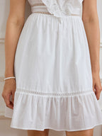 【Final Sale】Jaliyah Solid Ruffle Trim Lace Trim Dress