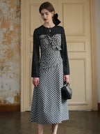 【Final Sale】Amara Classic Round Neck Patchwork Plaid Dress