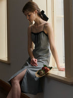 【Final Sale】Valeria Sweet Bow Houndstooth Slip Dress