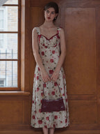 【Final Sale】Raelynn  Floral Print Contrast Binding Ruched Bust Dress