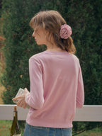 【Final Sale】Amabel Round Neck Flower Cardigan