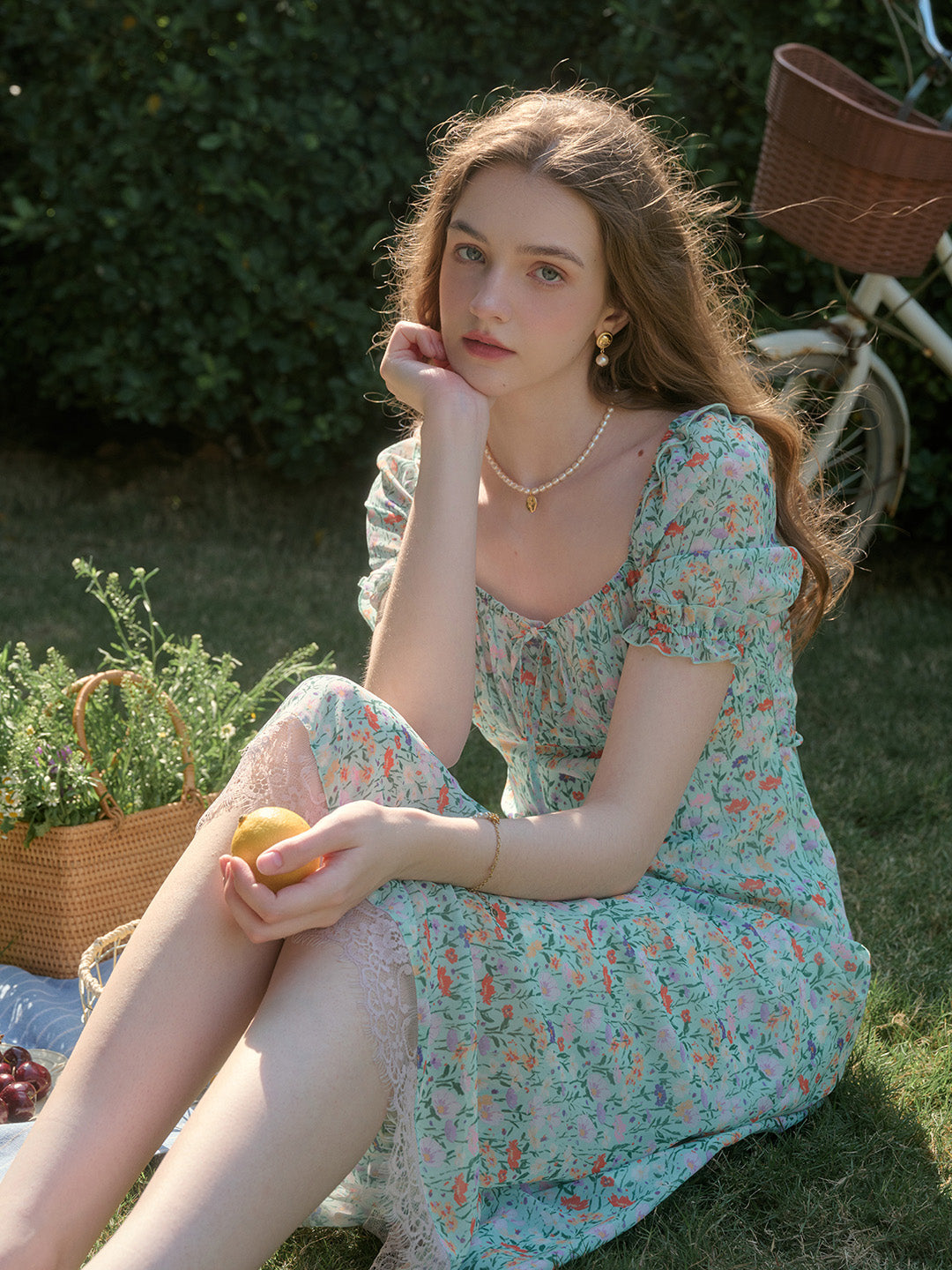 【Final Sale】Joanna Casual Vacation Style Square Neckline Floral Printed Dress
