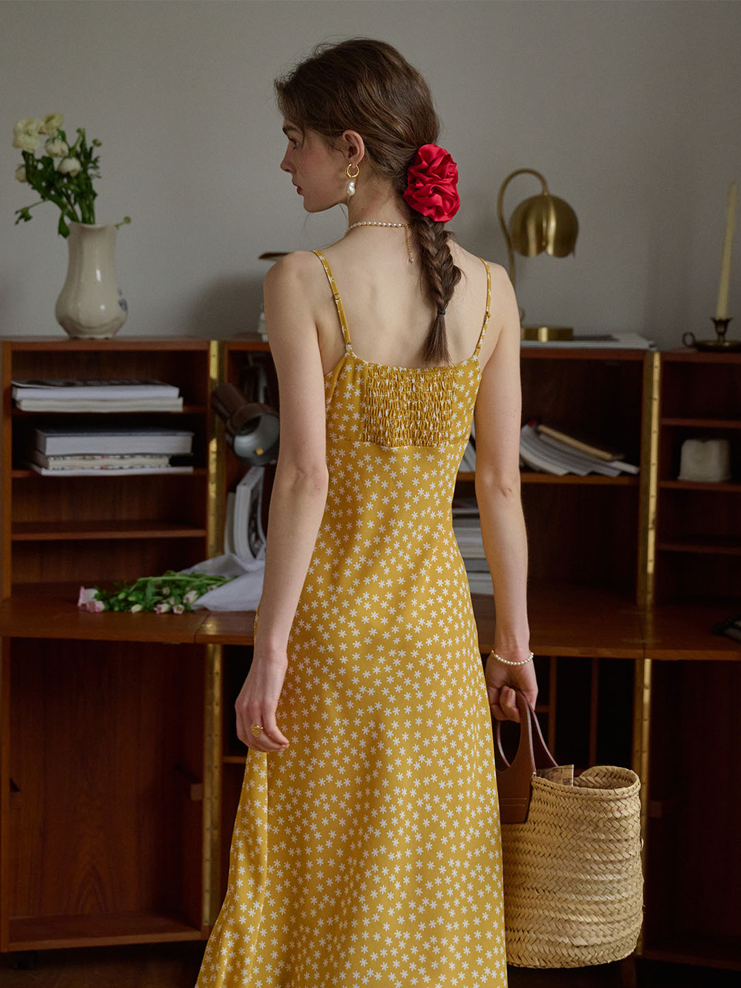 Juliana Lace Patchwork V-neck Floral Suspender Dress