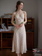 Juliana Lace Patchwork V-neck Floral Suspender Dress