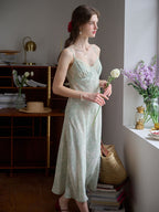 Juliana Lace Patchwork V-neck Floral Suspender Dress