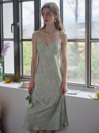 Juliana Lace Patchwork V-neck Floral Suspender Dress