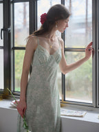 Juliana Lace Patchwork V-neck Floral Suspender Dress