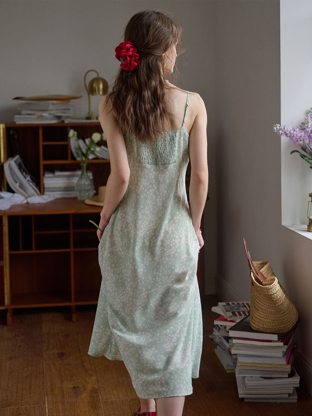 Juliana Lace Patchwork V-neck Floral Suspender Dress