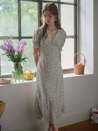 【Final Sale】Stormi Charming V-neck Lace Trimmed Floral Print Dress