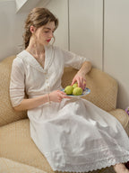 Fiona 100% Cotton White Midi Dress
