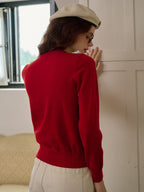 【Final Sale】Veronica Round Neck Contrasting Bow Sweater