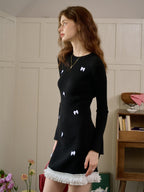 【Final Sale】Rhea Round Neck Bow Knit Dress