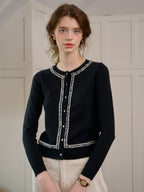 【Final Sale】Cara Simple Contrasting Black Cardigan