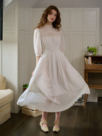 Averie Lace Panel White Cotton Dress