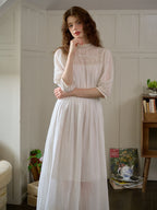 Averie Lace Panel White Cotton Dress