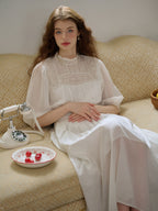 Averie Lace Panel White Cotton Dress