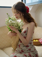 【Final Sale】Kaia Romantic Rose Print Slim Fit Slip Dress