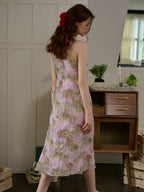 【Final Sale】Makayla Floral Print Tie V-Neck Trim Slip Dress