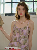 【Final Sale】Makayla Floral Print Tie V-Neck Trim Slip Dress