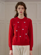 【Final Sale】Gracie Round Neck Embroidery Sweater
