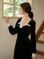 【Final Sale】Valentina Square Collar Rose Dress
