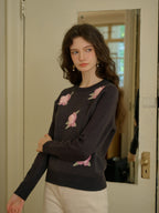 【Final Sale】Sarahi Embroidery Round Neck Hollow 3D Flower Knitted Wool Sweater