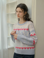 【Final Sale】Kimora Ribbed Round Neck Constrasting Sweater