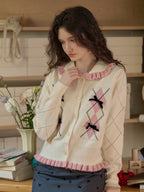 【Final Sale】Chandler Ruffle Collar Bow Cardigan