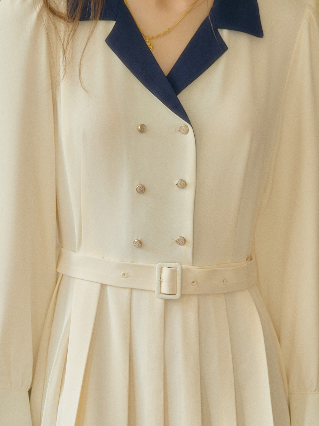 Simone Vintage Double Breasted Colorblock Collar Dress