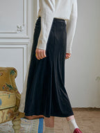 Angelique Elegant Lace Hollow Contrasting Velvet Skirt