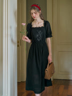 Rina Square Neck Embroidery Dress