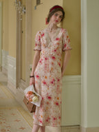 Amelia V-Neck Lace Floral Dress