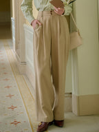Karina Khaki Linen Trousers