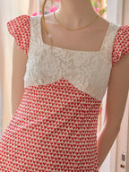 【Final Sale】Cathy Square Neck Heartcore Lace Dress