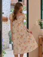 Emma Square Neck Lace Puff Sleeves Dress