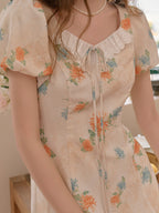 Emma Square Neck Lace Puff Sleeves Dress