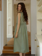 Irene Round Neck Waist Sleeveless Dress