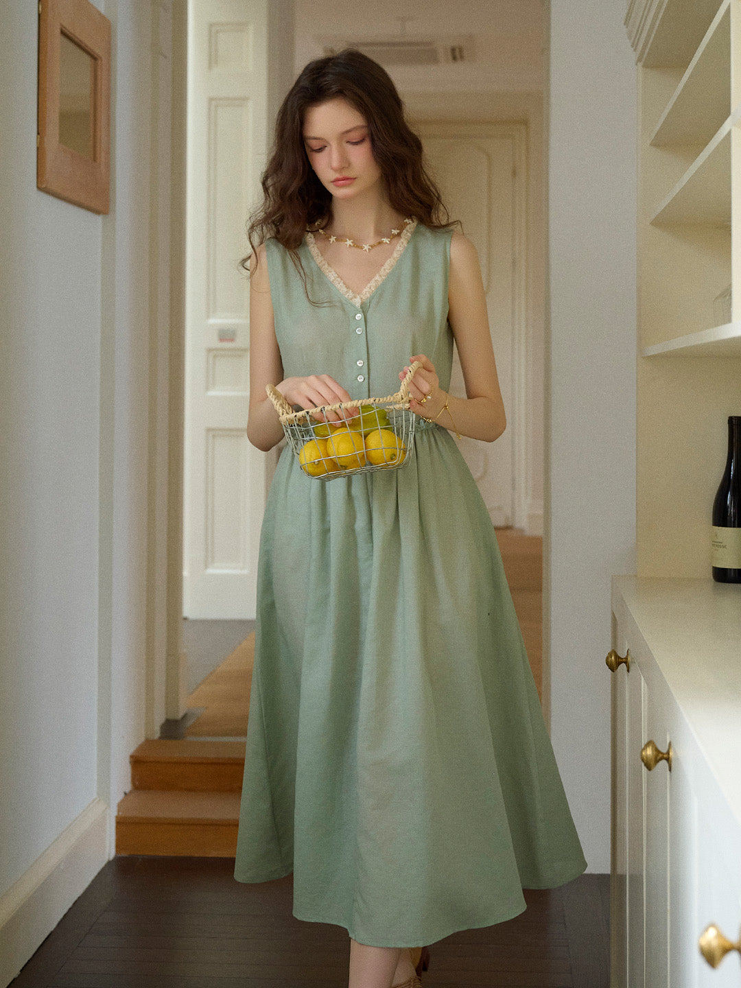 Irene Round Neck Waist Sleeveless Dress