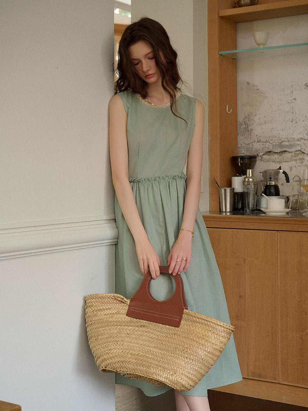 Irene Round Neck Waist Sleeveless Dress