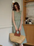Irene Round Neck Waist Sleeveless Dress
