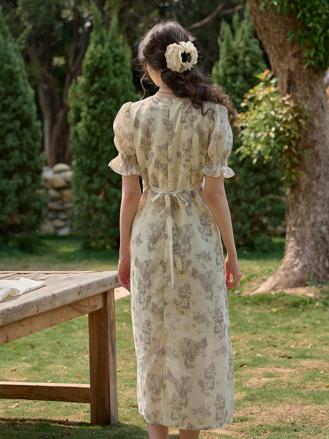 【Final Sale】Xena V-Neck Floral Puff Sleeve Dress - Red